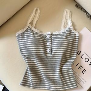 TEMU 여아용 레ース 트림 버튼업 캐미솔 탑 1개, 탈부착 불가 패드 컵 내장형, 아우터웨어용으로 편안하고 활용도 높은 십대용