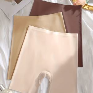 TEMU 여성용 하이웨이스트 보이쇼츠 팬티 3pcs - 노쇼우 풀 커버리지 복부 조절 팬티, 미끄럼 방지 리프트 & 세탁기 사용 가능 솔리드 컬러 팬티 (엘레강트 베이직 라인)