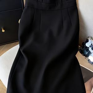 TEMU 여성용 하이엔드 스트레이트핏 슬릿 피티드 하프 스커트, 우아한 출퇴근용 스커트, Niannian's Selection