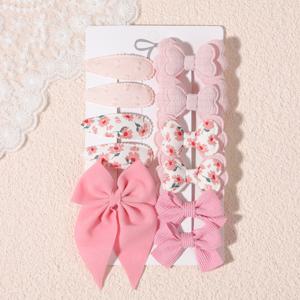 TEMU 리본 보우가 달린 귀여운 헤어 클립 11개 세트, 프린팅 헤어 액세서리, 손상 없는 헤어 클립 선물, 캐주얼 스타일링, 패션 헤어 액세서리, 스타일리시한 헤어 클립, 튼튼한 헤어밴드, 부드러운 리본 보우, 멀티팩 헤어 클립, 장식용 헤어 클립