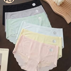 TEMU 여성용 초슬림 무봉제 팬티 6pcs 섹시 미드라이즈 브리프 통기성 빠른 건조 스포츠 속옷