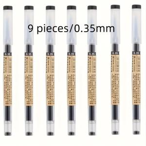 TEMU 9개 초극세점 롤러볼 펜, 일본형 엑스트라 파인 0.35mm 블랙, 레드, 블루 젤 펜, 부드러운 롤링 볼 디자인, 슬림하고 부드러운 필기감, 다이어리 문구, 한국 스타일의 미적 학습 용품