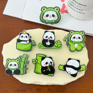 TEMU 귀여운 대나무 판다 클립 및 파일 가방 세트 | 데일리 종이 고정 및 포장 밀봉에 이상적, 애완동물 애호가 및 학생/청소년에게 적합, 만화 스타일, 다양한 사랑스러운 판다 디자인, 사무용품, 판타지 문구, 수공예 느낌