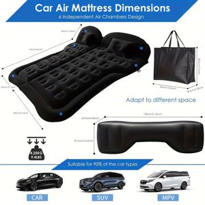 TEMU 후방 시트 여행용 인플레이터블 매트리스, RV 인플레이터블 슬리핑 패드, 폴딩 소파 베드 (플록 PVC 소재), 야외 캠핑용 두꺼운 소파 베드