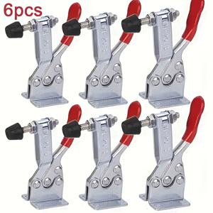 TEMU 고강도 레드 토글 클램프 6개 세트, GH-201B 퀵 릴리스 용접 고정 장치 클램프 용접 지그 클램핑 프레스 토글 클램프, 수평형 퀵 릴리스 플라이어, 각도 조절식 회전점 DIY 수공구, 목공 및 목공용 고정 장치에 적합, 견고하고 내구성 있는, DIY 애호가를 위한 선물