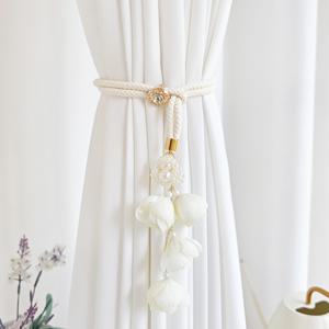 TEMU 1개 고급스러운 커튼 타이백, 조절 가능한 입체 꽃 커튼 링, 홈 데코레이션용