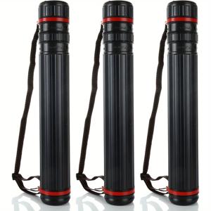 TEMU 3개 세트 확장형 포스터 튜브 17.5-28인치 어깨끈 포함 - 내구성 강한 블랙 아트 보관 튜브, 문서, 청사진, 그림, 작품용 - 전문가, , 사무용 안전 운반 케이스, 청사진 보호, 원통형, 견고한 구조, 건축가 및 디자이너용 드로잉 튜브