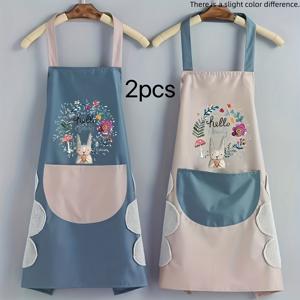 TEMU 2개 묶음 다기능 귀여운 토끼 앞치마 (손수건 포함) – 요리, 청소 및 야외 활동에 적합, 요리 도구, 가정 요리, 재미있는 요리 용품, 장난기 넘치는 주방 의류, 세탁기 사용 가능 주방복, 간편한 관리 소재, 홈 쿡