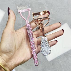 TEMU 2개 럭셔리 속눈썹 컬러 및 빗 세트, 반짝이는 인조 포함, 오래 지속되는 컬 및 휴대용 속눈썹 관리