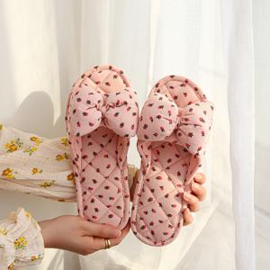 TEMU [] 3중 쿠션 딸기 포인트 쿠션 푹신한 층간소음방지 미끄럼 층간소음방지 거실화 면슬리퍼