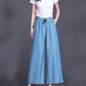 TEMU 여성 여름 얇은 쿨 슬랙스 캐주얼 바지 9부 청바지 데일리 와이드 팬츠 슬림소녀 SLIM GIRL