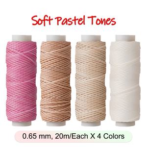 TEMU 4색 세트, 0.65mm 얇은 원형 왁스 칠된 끈 (20m/롤) - DIY 호박색 구슬 팔찌, 가죽 재봉 및 공예용 | 핸드스티치 가방, 의류, 지갑, 팔찌 및 집 꾸미기 공예에 이상적