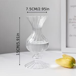 TEMU 투명 유리 화병 1개, 물결무늬 미니 화분, 소프레쉬 수경 재배용 드라이 플라워용 작은 화분, 가정 장식, 거실 장식용 화분 화병 장식용으로 적합