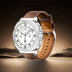 TEMU 7 울트라 47mm 호환 - 퀵 릴리스 합성 가죽 스트랩 & 스테인리스 스틸 버클, 블랙 & 브라운 내구성 워치밴드, 액티브 라이프스타일 호환, 7 울트라 47mm 스마트워치 액세서리