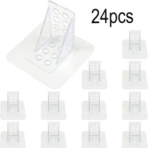 TEMU 24개 세트 다기능 고하중 투명 아크릴 선반 브라켓, 선반 지지대 - 벽걸이형 보관 선반용 투명 브라켓, 하중 30kg/66lbs, 너비 7x7cm/2.75in, 가정 사무실, 선반, 침실 및 기타 공간에 적합, 필수 가정용 브라켓