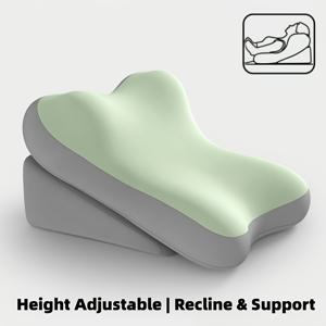 TEMU 케어 쿠션, 전신위로 도우미, 침대에서 앉기 위한 메모리폼 등받이 쿠션, 2개 세트 조절식 침대 쐐기형 베개, 등과 목을 위한 편안한 독서 지지대로 적합, 게임 및 휴식을 위한 다기능 요추 쿠션, 미끄럼 방지 높이 조절 패드