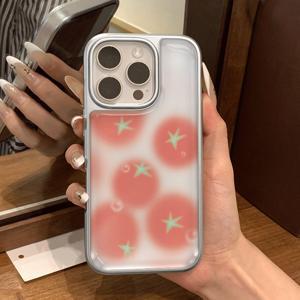 TEMU 휴대폰 케이스 - 빨간색 과일 별 패턴의 바탕이 아이폰 17 Pro Max 케이스 및 아이폰 16 Pro/15/14/13 Pro/12/11에 적합합니다. 쉬운 창의적인 디자인, 고품질 PC 전기 도금 젤 보호 기능이 있습니다.