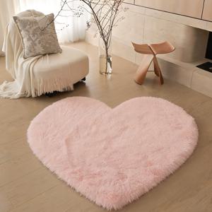 TEMU 1개, 고급 거실용 부드럽고 푹신한 플러시 카펫, 사랑 모양, 1cm 스펀지 내장, 높이 4cm, 침실용 푹신한 바닥 매트, 카펫 홈 데코, 귀여운 고급 미끄럼 방지 러그, 홈 , 야외 피크닉, 침실에 적합