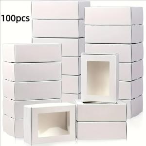 TEMU 그녀/그를 위한 선물 24/100개 미니 윈도우 박스 - 단색 튼튼한 종이 선물 상자, 소품, 오일 샘플, 파티 선물용 - 조립형, 컴팩트 장식 포장 (파티, 결혼식, 생일 등 다목적 사용)