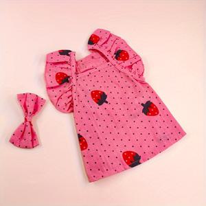 TEMU 딸기 머리핀, 헤드피스, 레이스 플러터 슬리브, 반려견 애완동물 드레스, 반려견 옷, 가을/겨울 레이스, 레이스 트림, 나비넥타이, 넥타이, 고양이용 헤드피스