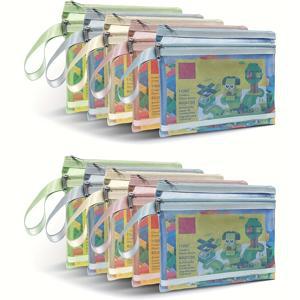 TEMU 10개 2겹 컬러 메쉬 지퍼 파우치, 보관 및 정리용 더블 레이어 나일론 아이템 세트, 통기성 좋은 투명 지퍼 파우치, 개학, 새 학기