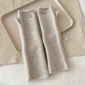 TEMU 크리스마스 반장갑 긴 가을 겨울 손가락 없는 장갑 단색 라쿤 벨벳 방한 보온 슬리브 패셔너블 고품질 선물