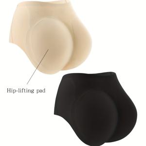 TEMU 여성용 엉덩이 리프팅 속옷 2개 세트, 무봉제 단색 엉덩이 브리프, 타입업, 흔적 없는, 가벼운 통기성 쇼츠