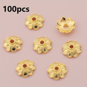 TEMU 100개/200개 클로버 비드 캡 합금 꽃 스페이서 비드 엔드 캡 식물 꽃 홀더 테일 캡, 헤드 캡, 루스 비드 태슬 캡, 꽃 스탠드 커넥터 루스 비드, 핸드메이드 비딩, 주얼리 키체인, 귀걸이