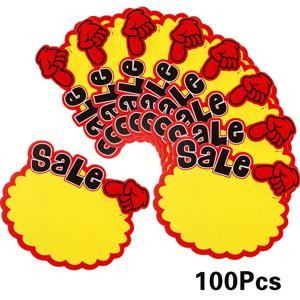 TEMU 100개 버스트 사인 영어 라벨 태그 - 생동감 있는 빨간색 및 노란색, 소매점, 차고, 마당 및 상점 홍보용 빈 디스플레이 라벨, 쉽게 읽을 수 있는 폰트로 부스트, 상점 홍보 태그 | 생동감 있는 라벨 디자인 | 굵은 글자