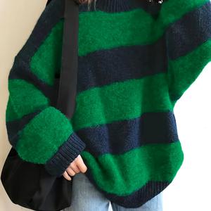 TEMU 플러스 사이즈 - 플러스 사이즈 - 스몰 탱 방향) 플러스 사이즈 여성 컬러 블록 라운드넥 스웨터, 부드럽고 캐주얼한 드롭 숄더 롱 슬리브 가을/겨울 필수템 하이엔드 루즈핏 대비 탑