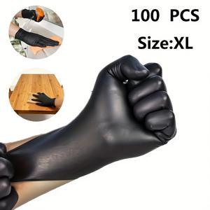 TEMU 100개 검정색 재사용 가능 장갑, 일회용 니트릴 장갑, 비의료용, 양손 사용 가능, 휴일 선물, 가정 청소, 네일 및 헤어 케어, 전문 청소용으로 적합