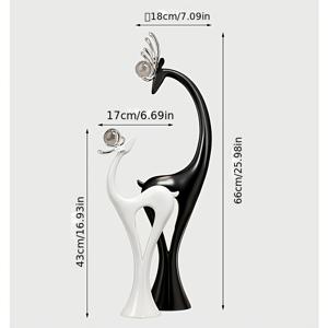TEMU 모던 타울 버티컬 사슴 조각상 - 우아한 레진 사슴 & 뿔 벽 조각, 기하학적 현관 또는 TV 스탠드 장식, 거실용 집들이 선물, 새로운 니치 장식