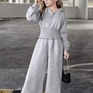 TEMU 14-16세 여성 청소년을 위한 패셔너블 봄/가을 아웃핏 세트: 후드 스웨트셔츠와 캐주얼 팬츠 2피스 세트, 야외 활동에 완벽한 청소년용