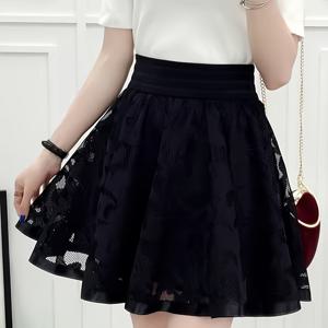 TEMU 블랙 퍼프 스커트, 여름/봄/가을 팬츠 스커트, 레이스 하프 스커트, 엄브렐라 스커트