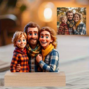 TEMU 2D 플랫 - [2D 플랫] 개인 맞춤 2D 만화 아크릴 간판 - AI 디자인 만화 이미지, 데스크탑 장식에 적합 | 만화 스타일 인물 사진 | 내구성이 뛰어난 아크릴, 축제 장식, 부모, 가족 및 친구를 위한 완벽한 휴일 기념품