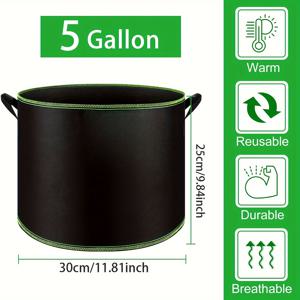 TEMU 40 3/5/7/10/15 Gal 손잡이가 있는 성장 가방 - 야채, 과일 및 꽃용 내구성 있는 비직물 원단 화분 - 실내외 사용 가능, 경량 및 튼튼한 홈 & 상업용 정원 가드닝, 다용도 식물 재배 | 견고한 구조