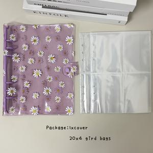 TEMU 에이5 6홀 데이지 바인더 커버, 루스 리프 링 포토 컬렉션 북 세트, 160포켓 리필 슬리브, DIY 정크 저널 노트북, 스테셔너리 오거나이저 홀더