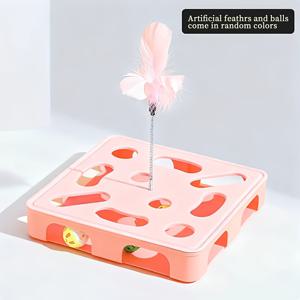 TEMU 고양이 회전 휠 게임 미로 상자, 내구성 및 스크래치 방지 파기 장난감, 고양이 스크래칭 보드, 고양이 스크래칭 포스트, 고양이 클라이밍 프레임, 고양이 볼 장난감, 고양이를 위한 자가 엔터테인먼트 지루함 해소 가제트, 인터랙티브 펫 퍼즐 파기 장난감, 내구성 있는 장난감, 인공 깃털 고양이 티저 장난감