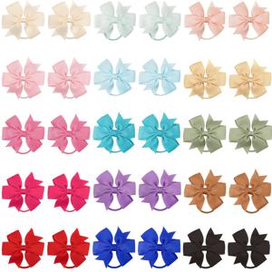 TEMU 그로스그레인 리본 보우가 특징인 여아용 머리끈 30개 세트. 머리카락을 손상시키지 않는 신축성 있는 밴드이며, 유아 및 어린이를 위한 완벽한 파티 및 학교용 데일리 헤어 액세서리입니다.