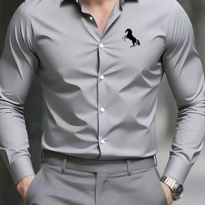 TEMU 빈티지 프렌치 프린트 셔츠, 직장 및 캐주얼 외출에 완벽, 가을 분위기에 이상적