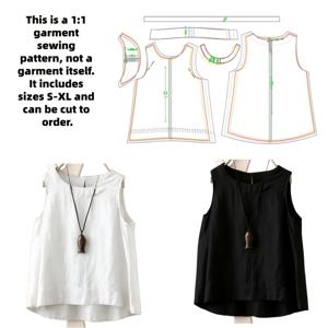 TEMU 여성용 스타일리시 민소매 탑 재단 패턴 (이것은 재단용 패턴이며 완성된 의류가 아닙니다). 당신이 좋아하는 원단으로 옷을 디자인하여 독특한 개인적인 매력을 연출할 수 있는 패턴입니다. 1:1 스케일의 의류 패턴이며, [여기]에서 구매할 수 있습니다.