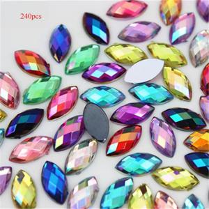 TEMU 240개 광택 AB 아크릴 컬렉션, 크기 0.23X0.47인치, 평면 뒷면, 다양한 주얼리 공예 작업, 네일 디자인, 웨딩 의상, 스크랩북 재료 및 공예에 적합