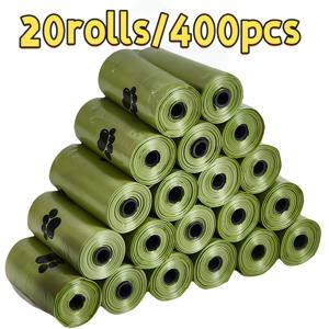 TEMU 펫 배변봉투 20롤/400매, 휴대용 펫 배변봉투 리필 롤, 내구성 좋고 누수 방지 펫 배변봉투, 반려동물 청소용품, 강아지 똥봉투, 누수 방지 펫 배변봉투, 발자국 무늬 | 고품질 야외용 반려동물 배변처리용 봉투, 폴리에틸렌 소재