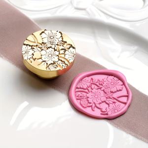 TEMU 1개 새 스탬프 헤드 왁스 실 꽃과 풀 레트로 불규칙 프로스트 릴리프 솔리드 브라스 선물 포장 수동 DIY