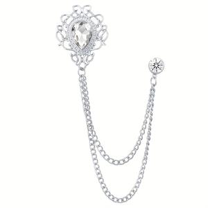 TEMU 우아한 남성용 로즈 골드 브로치, 빈티지 코트 스타일 워터 드롭 펜던트와 태슬 체인 - 정장과 블레이저용 아연 합금 패션 액세서리