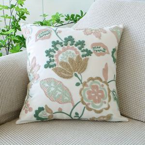 TEMU 꽃 자수 쿠션 커버 홈 패브릭 헤드보드 쿠션 소파 장식 베개 1개