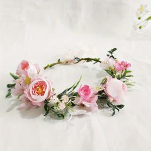 TEMU 여성용 봄 스타일 신선하고 섬세한 장미와 데이지 꽃 화환 머리띠 1개, 조절식 끈, 생일 파티 및 휴가 장식용 머리띠, 헤어 액세서리