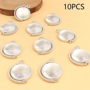 TEMU 10개 레트로 양면 글로브 모양 360도 회전 가능 카드 보석 받침대 + 20개 볼록 투명 유리, 수제 목걸이/키체인 주얼리 제작용