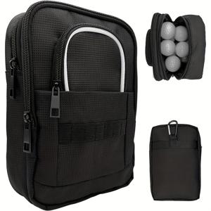 TEMU 1개 골프 수납 가방 - 탈착식 클립이 있는 골프 가방, 다기능 휴대용 골프 수납 가방, 골프공, 티, 볼 마켓 등을 보관할 수 있는 대형 골프 액세서리 소형 가방 (라이트 그레이 & 오렌지)