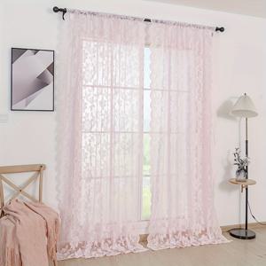TEMU 로드 포켓 레이스 시idth 커튼 2개 세트, 안감 없음, 반투명, 흐르는 듯한 느낌, 주름 방지, 기계 세탁 가능, 일치하는 패턴의 패널 2개, 침실, 주방, 옷장용, 장식용 창문 커튼